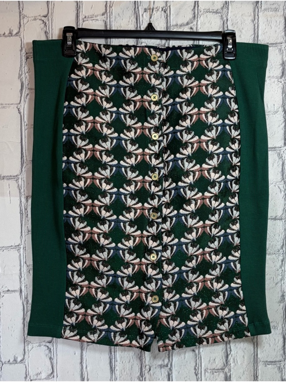 Anthropology DOLAN Size:XL Women Textured Floral Button-Front Green Pencil Skirt